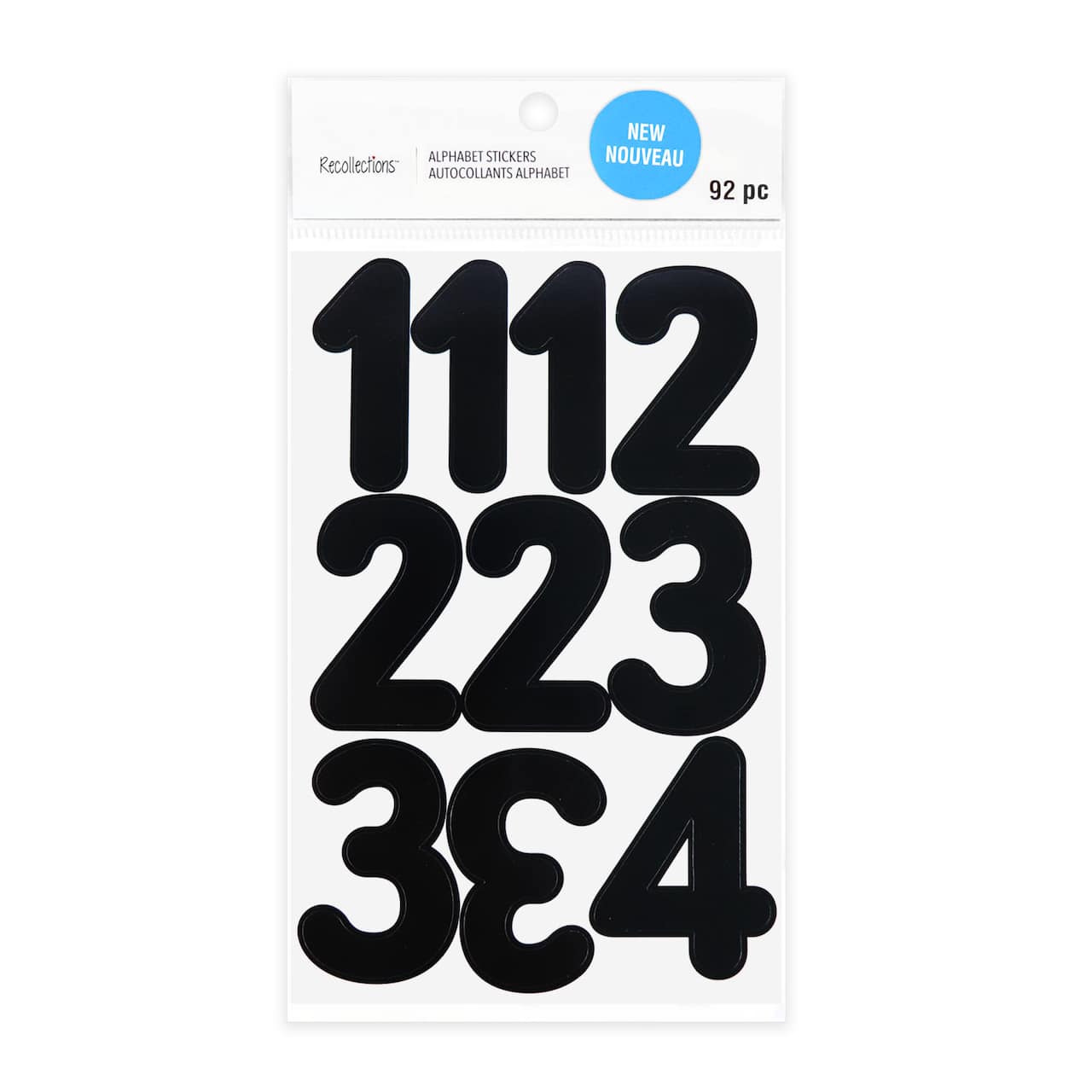 12 Pack: Black Rounded Number Stickers by Recollections™